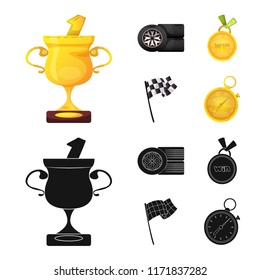 Vector illustration of car and rally logo. Set of car and race stock symbol for web.