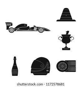 Vector illustration of car and rally logo. Set of car and race vector icon for stock.