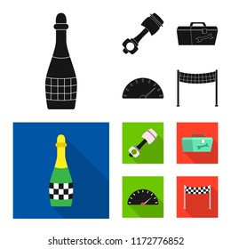 Vector illustration of car and rally logo. Set of car and race stock symbol for web.