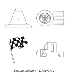 Vector illustration of car and rally logo. Set of car and race stock vector illustration.