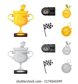 Vector illustration of car and rally logo. Collection of car and race vector icon for stock.