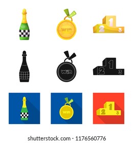Vector illustration of car and rally logo. Set of car and race stock symbol for web.