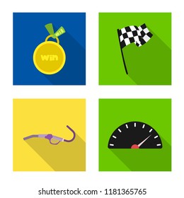 Vector illustration of car and rally logo. Set of car and race vector icon for stock.