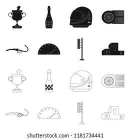 Vector illustration of car and rally logo. Collection of car and race vector icon for stock.