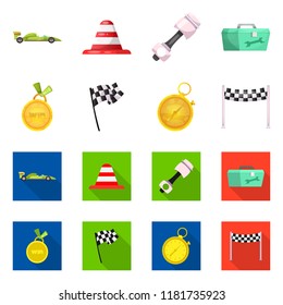 Vector illustration of car and rally logo. Set of car and race vector icon for stock.