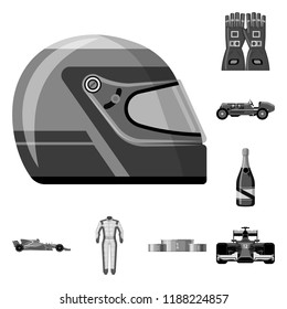 Vector illustration of car and rally logo. Set of car and race stock symbol for web.