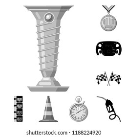 Vector illustration of car and rally logo. Set of car and race stock vector illustration.