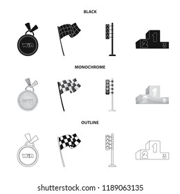 Vector illustration of car and rally logo. Set of car and race stock symbol for web.