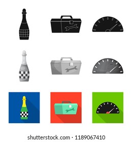 Vector illustration of car and rally logo. Set of car and race stock symbol for web.