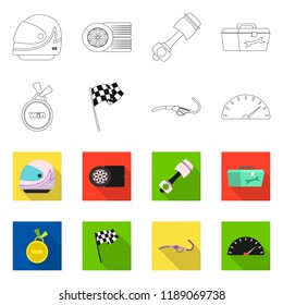 Vector illustration of car and rally logo. Collection of car and race stock vector illustration.