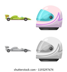 Vector illustration of car and rally logo. Collection of car and race stock symbol for web.