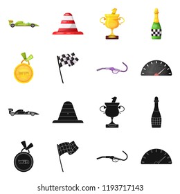 Vector illustration of car and rally logo. Collection of car and race vector icon for stock.