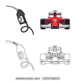 Vector illustration of car and rally logo. Set of car and race stock vector illustration.