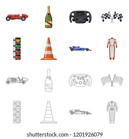 Vector illustration of car and rally logo. Set of car and race stock vector illustration.