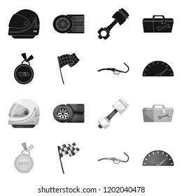 Vector illustration of car and rally logo. Set of car and race vector icon for stock.