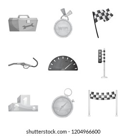 Vector illustration of car and rally logo. Set of car and race stock symbol for web.