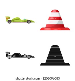 Vector illustration of car and rally logo. Set of car and race stock symbol for web.