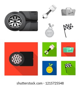 Vector illustration of car and rally logo. Set of car and race stock symbol for web.