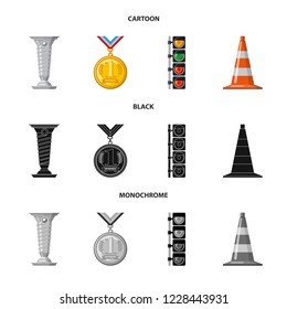 Vector illustration of car and rally logo. Set of car and race vector icon for stock.