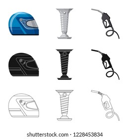 Vector illustration of car and rally logo. Collection of car and race stock symbol for web.