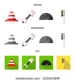 Vector illustration of car and rally logo. Set of car and race stock symbol for web.