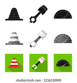 Vector illustration of car and rally logo. Set of car and race vector icon for stock.