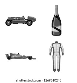 Vector illustration of car and rally logo. Set of car and race stock symbol for web.