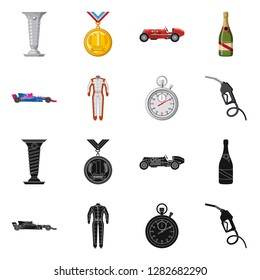 Vector illustration of car and rally logo. Collection of car and race stock symbol for web.