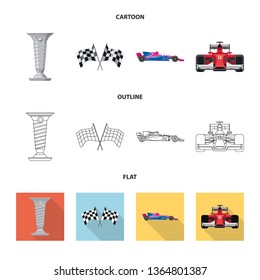 Vector illustration of car and rally logo. Collection of car and race vector icon for stock.