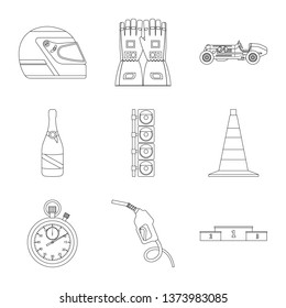 Vector illustration of car and rally logo. Set of car and race vector icon for stock.