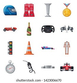 Vector illustration of car and rally logo. Set of car and race vector icon for stock.