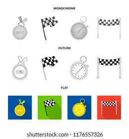 Vector illustration of car and rally sign. Set of car and race stock vector illustration.