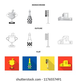 Vector illustration of car and rally sign. Set of car and race stock symbol for web.