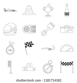 Vector illustration of car and rally sign. Set of car and race stock vector illustration.