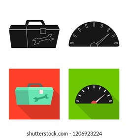 Vector illustration of car and rally sign. Set of car and race stock vector illustration.