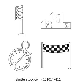 Vector illustration of car and rally sign. Collection of car and race stock symbol for web.