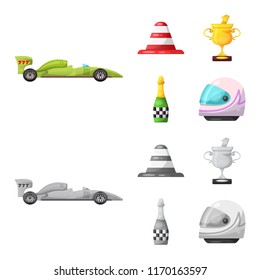 Vector illustration of car and rally symbol. Collection of car and race stock symbol for web.