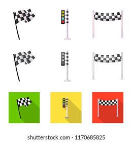 Vector illustration of car and rally symbol. Collection of car and race vector icon for stock.
