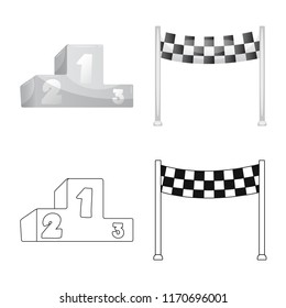 Vector illustration of car and rally symbol. Set of car and race vector icon for stock.