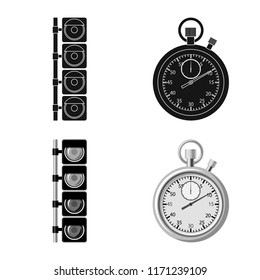 Vector illustration of car and rally symbol. Set of car and race stock vector illustration.