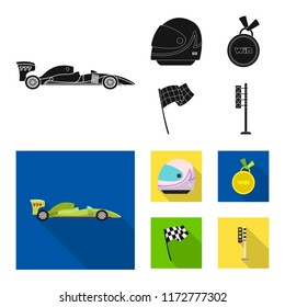 Vector illustration of car and rally symbol. Set of car and race vector icon for stock.