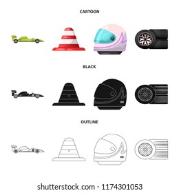 Vector illustration of car and rally symbol. Set of car and race vector icon for stock.