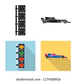 Vector illustration of car and rally symbol. Set of car and race stock vector illustration.
