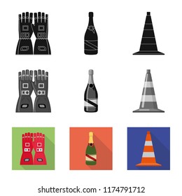 Vector illustration of car and rally symbol. Set of car and race stock vector illustration.