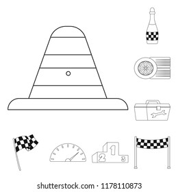 Vector illustration of car and rally symbol. Collection of car and race stock vector illustration.