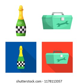 Vector illustration of car and rally symbol. Collection of car and race vector icon for stock.