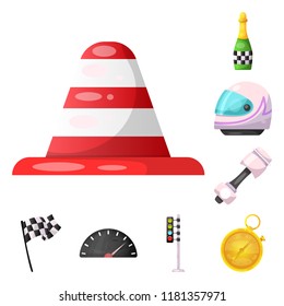 Vector illustration of car and rally symbol. Collection of car and race stock vector illustration.
