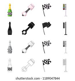 Vector illustration of car and rally symbol. Collection of car and race stock symbol for web.