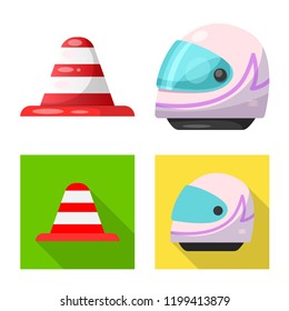 Vector illustration of car and rally symbol. Collection of car and race vector icon for stock.