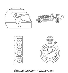 Vector illustration of car and rally symbol. Collection of car and race vector icon for stock.